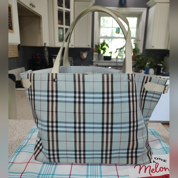 BURBERRY London blue label shoulder BAG HANDBAG NOVA CHECK EUC - Picture 2 of 16